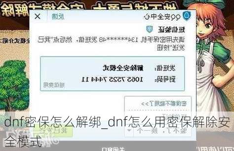 dnf密保怎么解绑_dnf怎么用密保解除安全模式