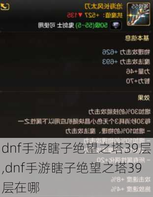 dnf手游瞎子绝望之塔39层,dnf手游瞎子绝望之塔39层在哪