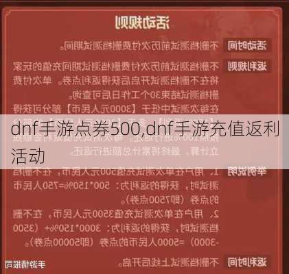 dnf手游点券500,dnf手游充值返利活动