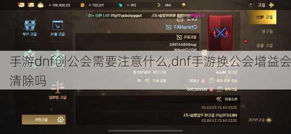 手游dnf创公会需要注意什么,dnf手游换公会增益会清除吗