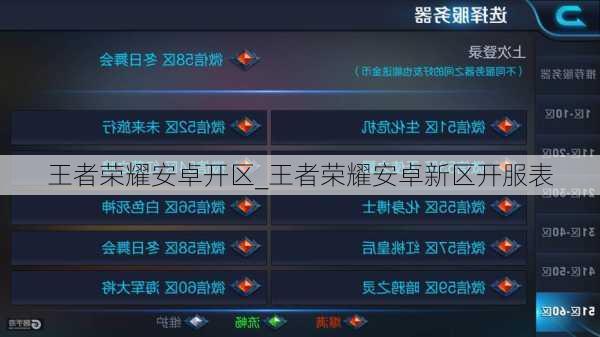 王者荣耀安卓开区_王者荣耀安卓新区开服表
