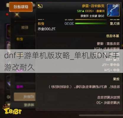 dnf手游单机版攻略_单机版DNF手游改耐久