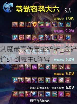 剑魔最高伤害金铲铲_金铲铲s1剑魔主c阵容