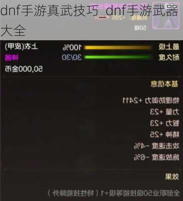 dnf手游真武技巧_dnf手游武器大全