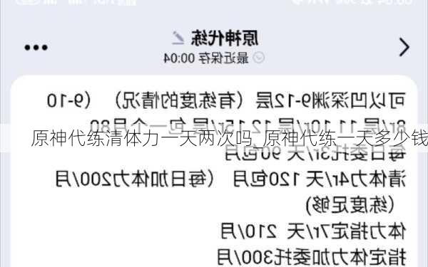 原神代练清体力一天两次吗_原神代练一天多少钱