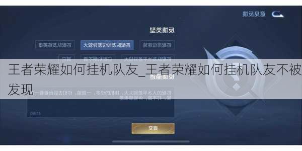 王者荣耀如何挂机队友_王者荣耀如何挂机队友不被发现