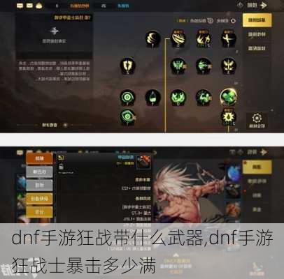 dnf手游狂战带什么武器,dnf手游狂战士暴击多少满