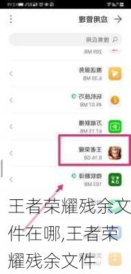 王者荣耀残余文件在哪,王者荣耀残余文件