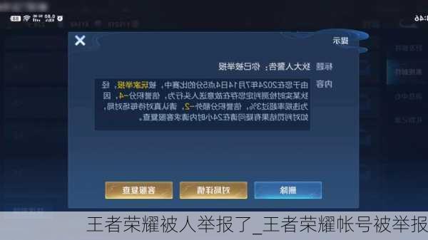 王者荣耀被人举报了_王者荣耀帐号被举报