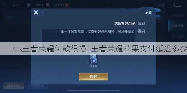 ios王者荣耀付款很慢_王者荣耀苹果支付延迟多少