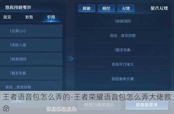 王者语音包怎么弄的-王者荣耀语音包怎么弄大佬救命