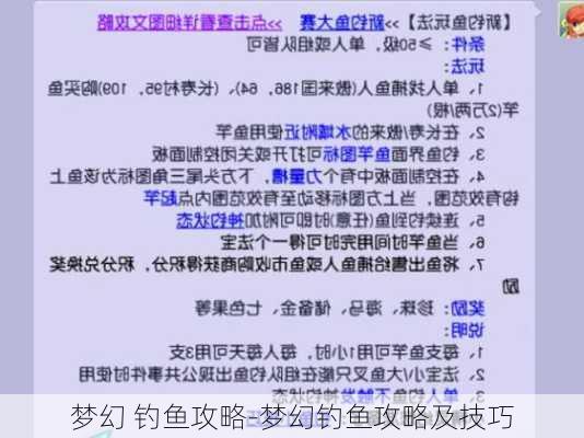 梦幻 钓鱼攻略-梦幻钓鱼攻略及技巧