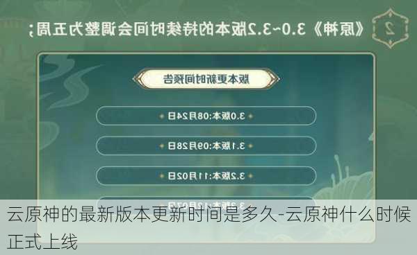 云原神的最新版本更新时间是多久-云原神什么时候正式上线