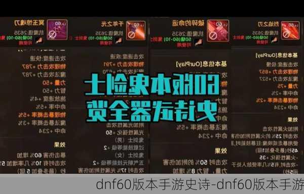 dnf60版本手游史诗-dnf60版本手游